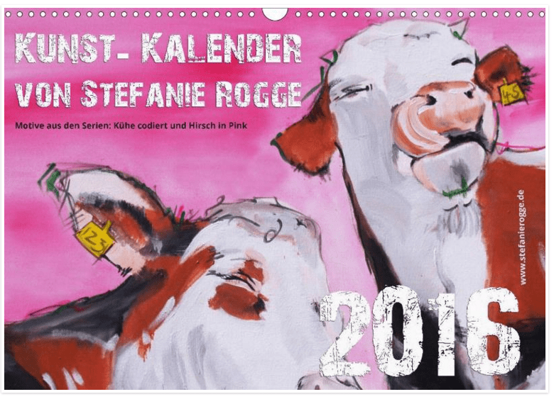 Kunst-Kalender KÜHE CODIERT, expressive Motive, Kühe, Kuh gemalt