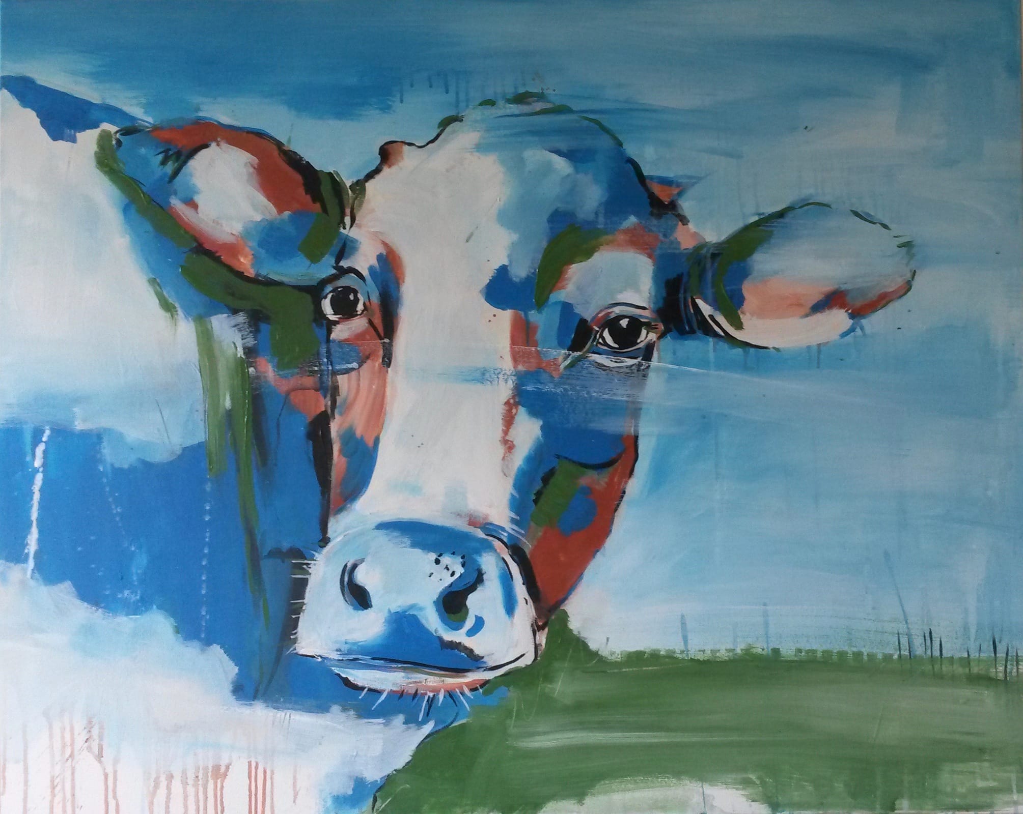 Kuh 1 X aus der Serie Kühe codiert, Malerei Stefanie Rogge