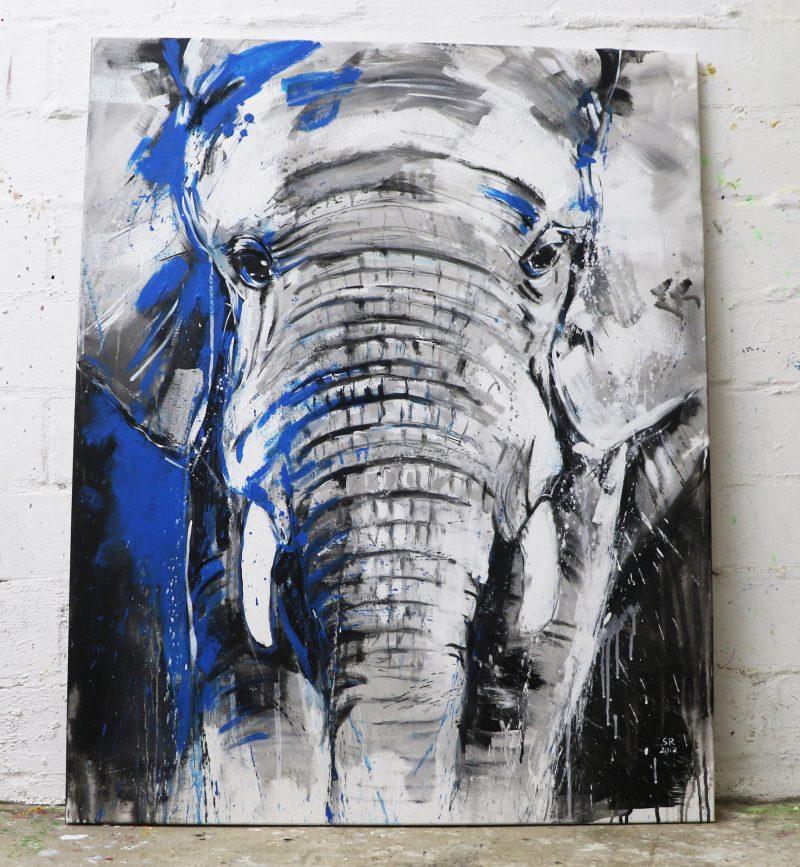 Kunstdruck Elefant, Acryl Malerei auf Leinwand