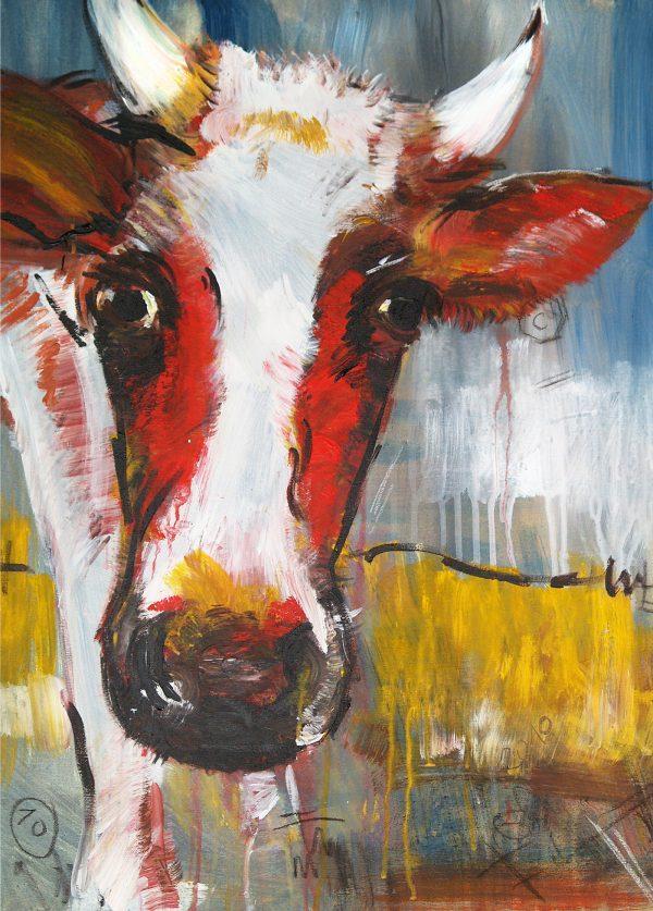 Kunstdruck Kuh, zeitgenössische Malerei