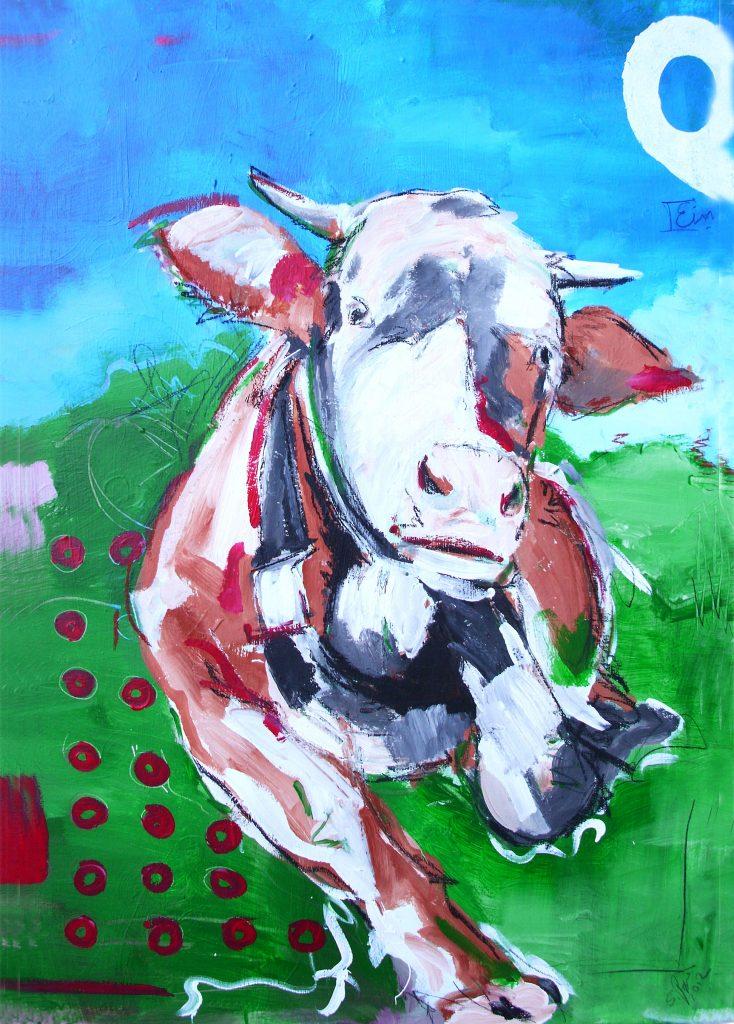 Kuh gemalt als Leinwanddruck