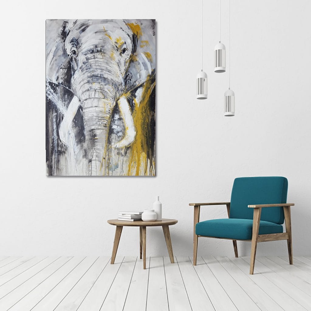 Schwarz-weiß Elefant Wandbild – 40,6x30,5 Cm Leinwand Auf Holzrahmen, Rustikale Afrikanische Tier-Dekoration