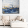 Acryl Gemälde Meer 'Goldener Sturm' collagiert auf Leinwand, 100 x 80 cm aus dem Atelier von Stefanie Rogge