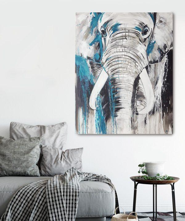 Kunstdruck Elefant Kopf