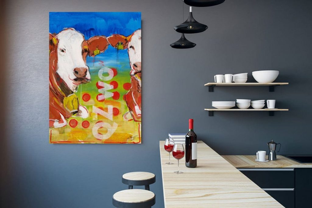 Küchenbilder, Kuh Kunst, Druck auf Leinwand, moderne Bilder für die Küche