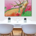 Wandbild Hirsch, moderne Malerei, bunt, Wohnzimmerbild, Bild für Büro