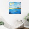 abstrakte Bilder Meer, Küstenlicht von Stefanie Rogge, abstrakte Malerei in Blau und Gold