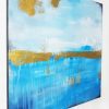 abstrakte Bilder Meer, Küstenlicht von Stefanie Rogge, abstrakte Malerei in Blau und Gold