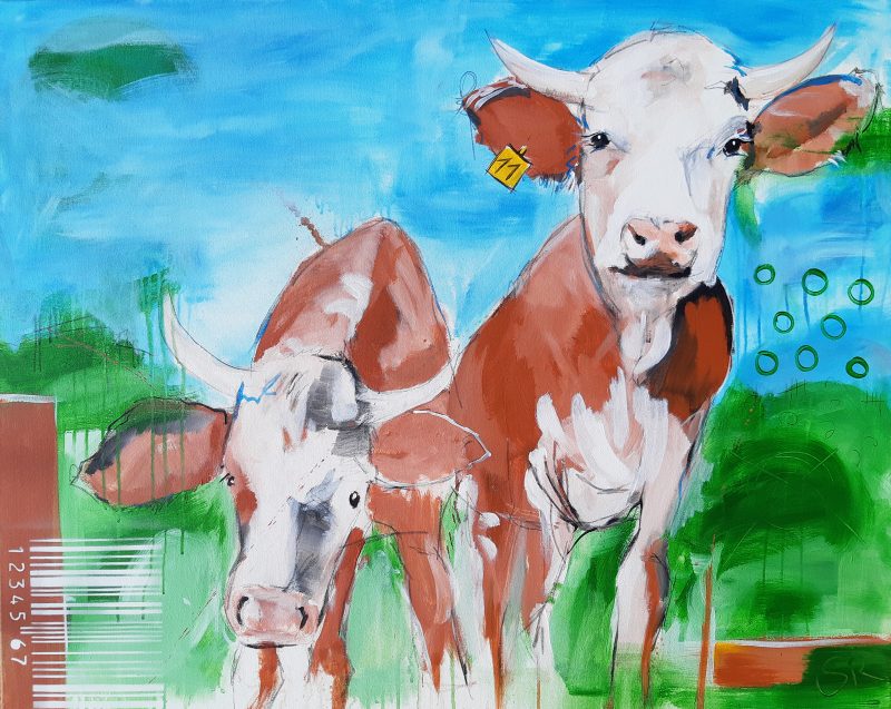 ORIGINAL zeitgenössische Malerei von Stefanie Rogge KUH NR 11, Gemälde Kuh Kuh Bild gemalt