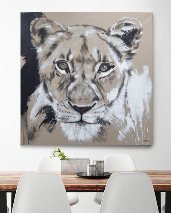 Löwin Leinwandbild Gemälde modern Original von Künstlerin Stefanie Rogge, großformatige Malerei käuflich