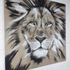 Löwe, Bild Löwenkopf, Gemälde. Original von Künstlerin Stefanie Rogge, großformatige Malerei, käuflich