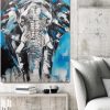 Gemälde eines Elefantenkopfes auf 80 x 100 cm Leinwand von Stefanie Rogge in Raumansicht