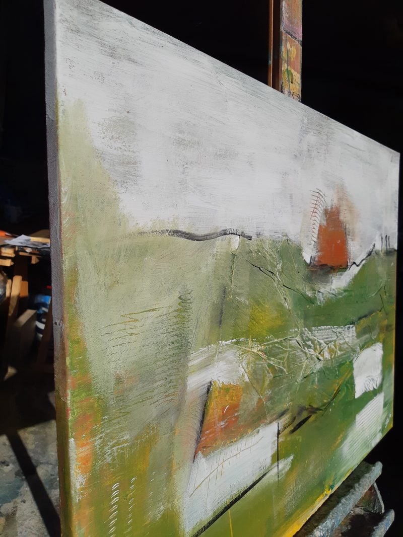 Hinterland – abstraktes grünes Wandbild – Bild 3