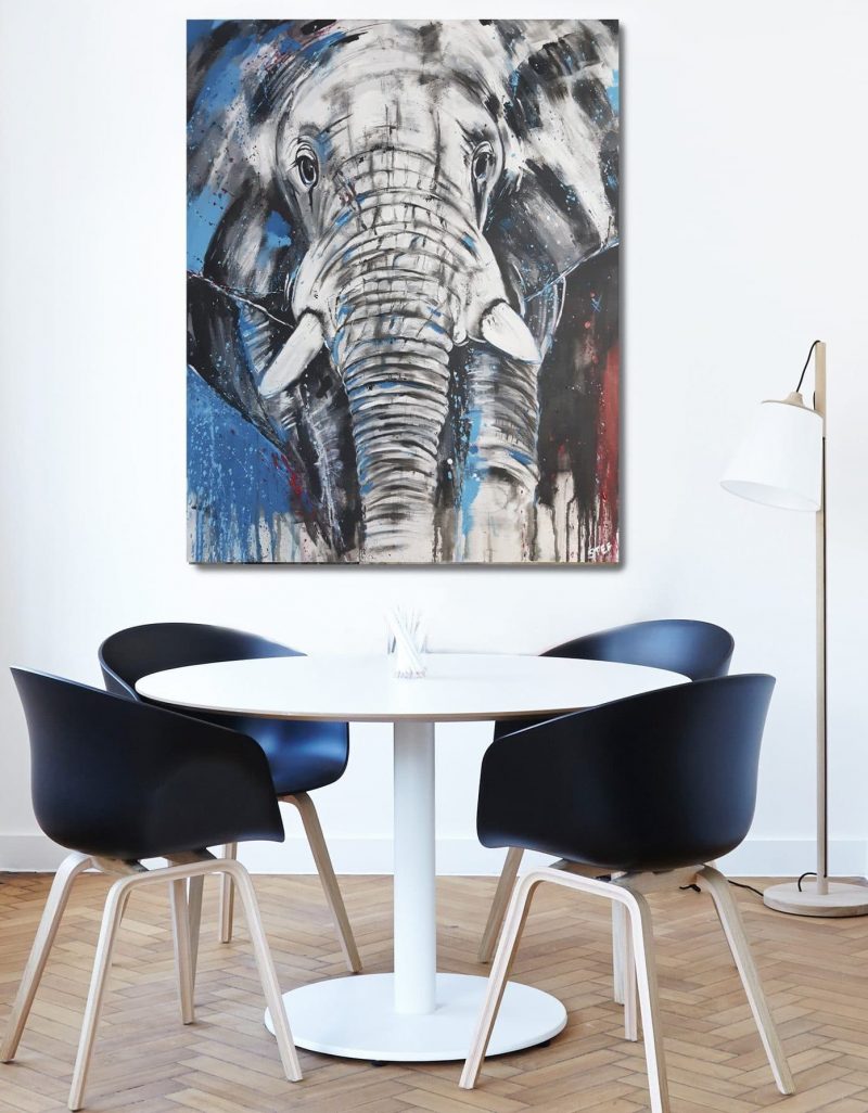 Elefantenkopf Unikat Gemälde