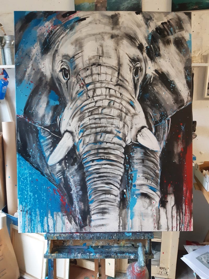 Gemälde Wandbild Elefant