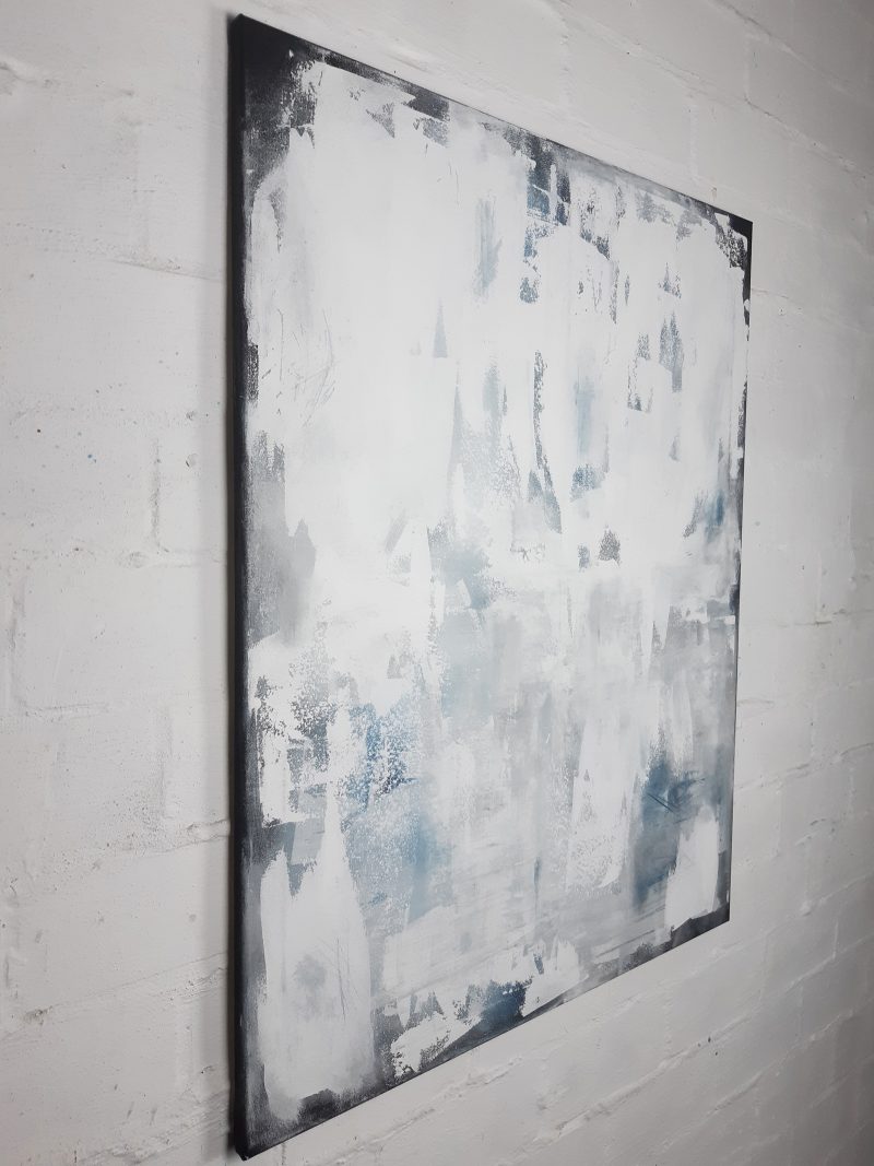 abstraktes Gemälde in Weiß und Lichtblau - Unikat von Künstlerin Stefanie Rogge direkt aus dem Atelier kaufen