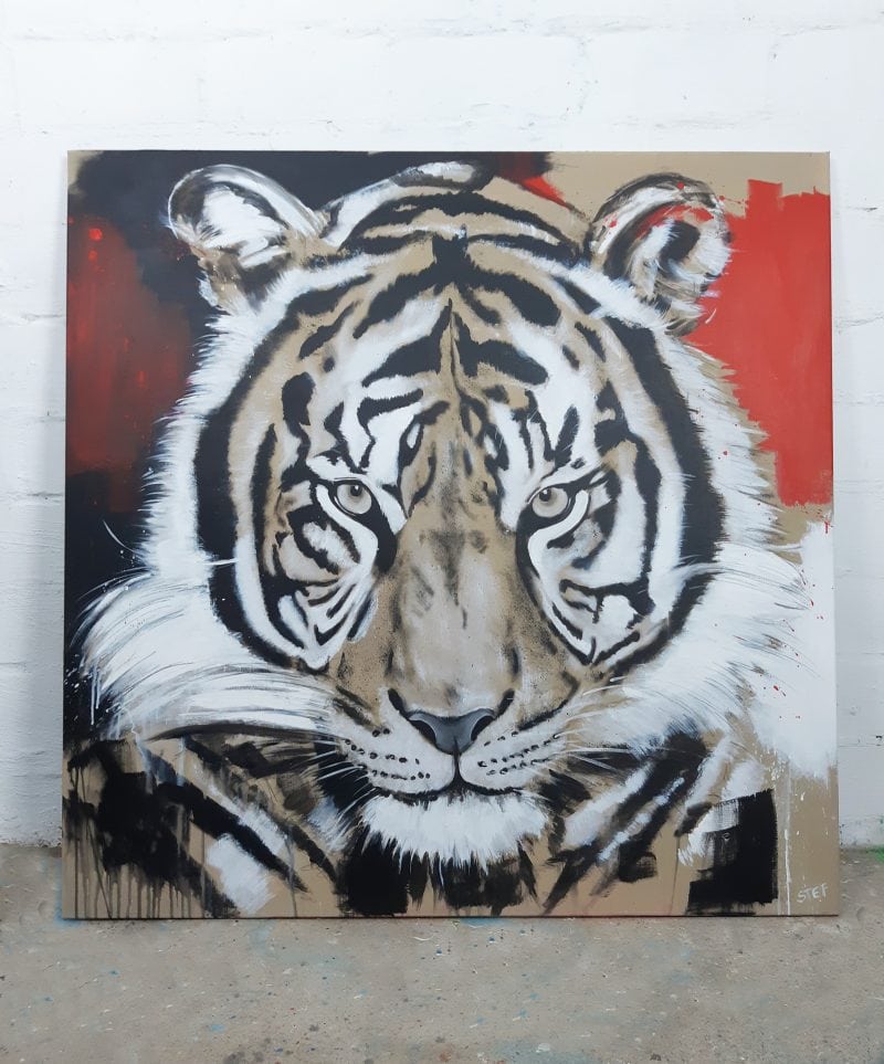 Original Gemälde Tiger von Stefanie Rogge, expressiv, zeitgenössische Malerei