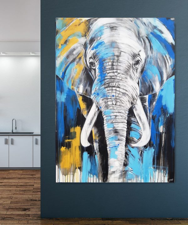 XXL Gemälde Elefant bunt