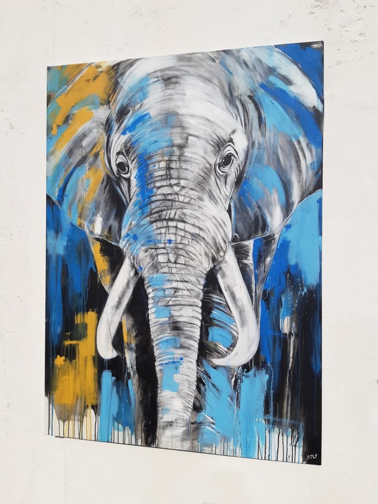 XXL Gemälde Elefant bunt