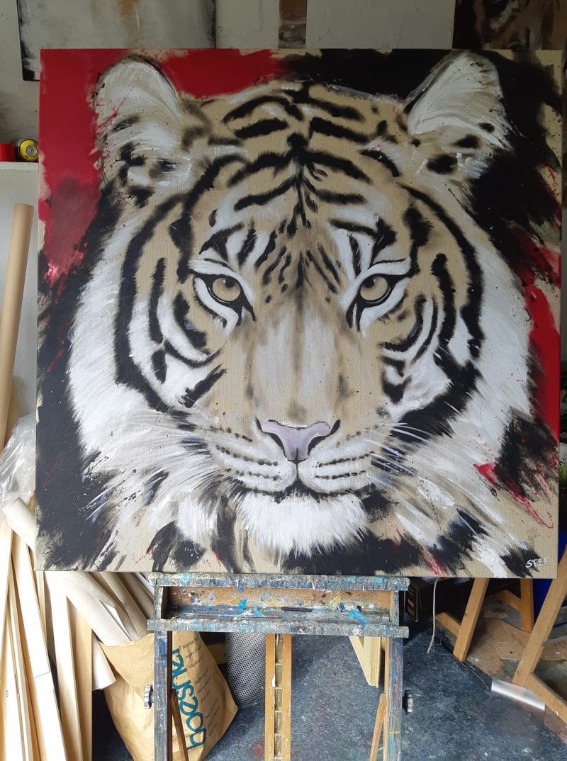 Tiger Gemälde Atelier