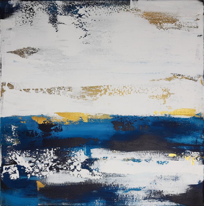 Abstrakte Kunst in Blau 'Salzwasser' von Stefanie Rogge