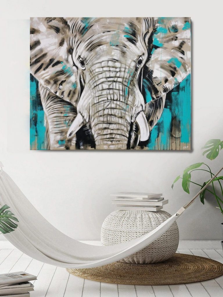 Elefant Leinwandbild groß modern Türkis