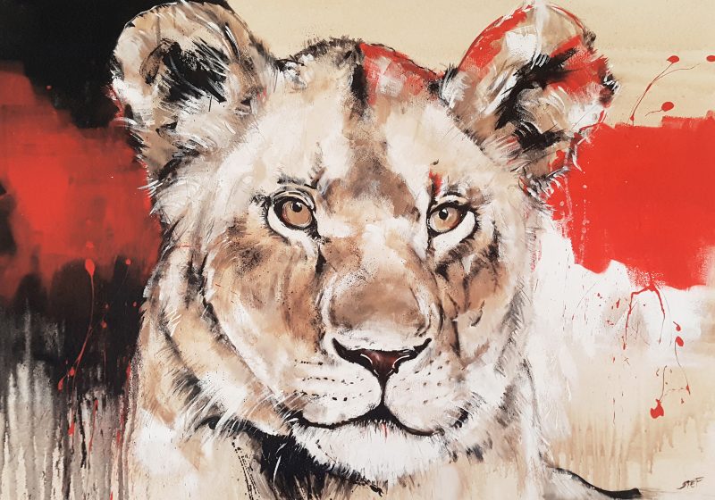 Löwin Artprint nach Original Malerei