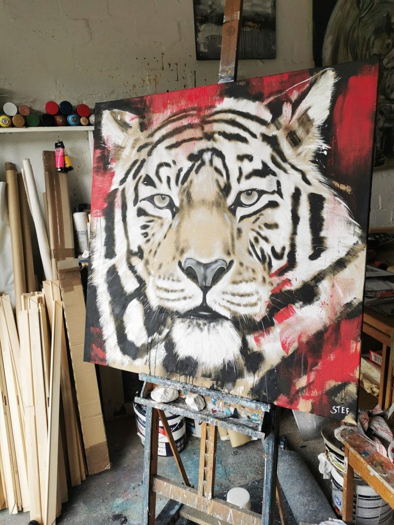 Gemälde Tiger Tigerkopf modern