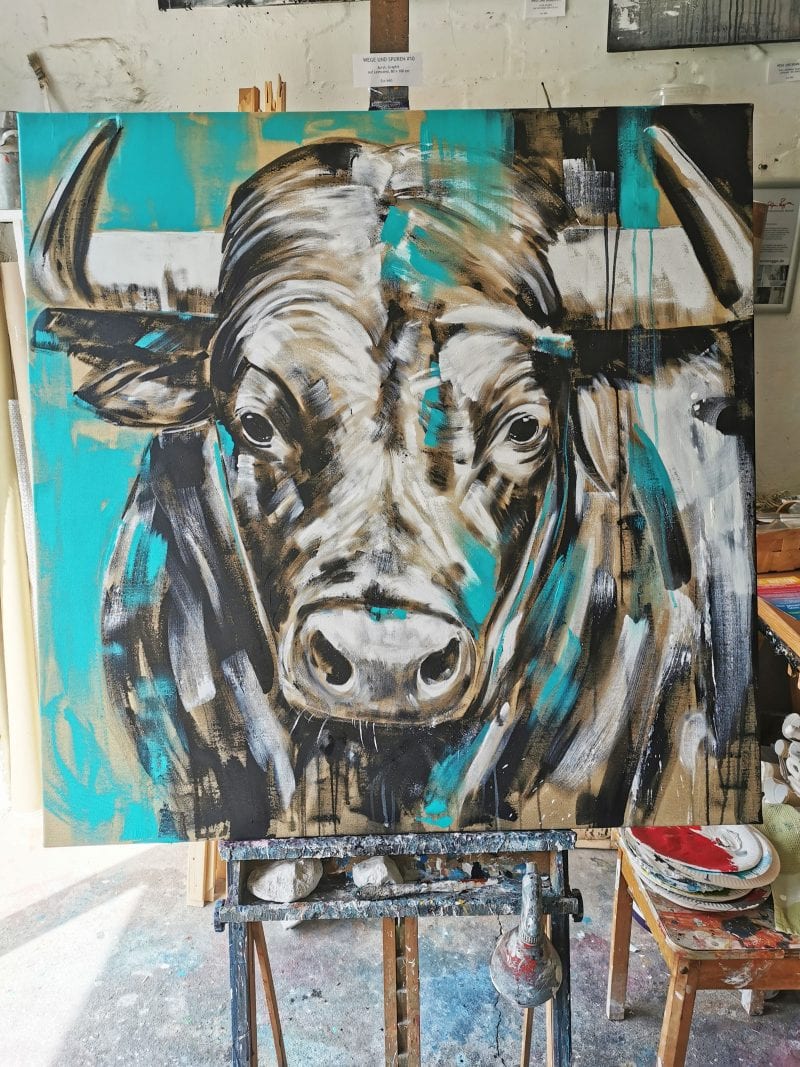 Taurus, Stierkopf Gemälde expressiv