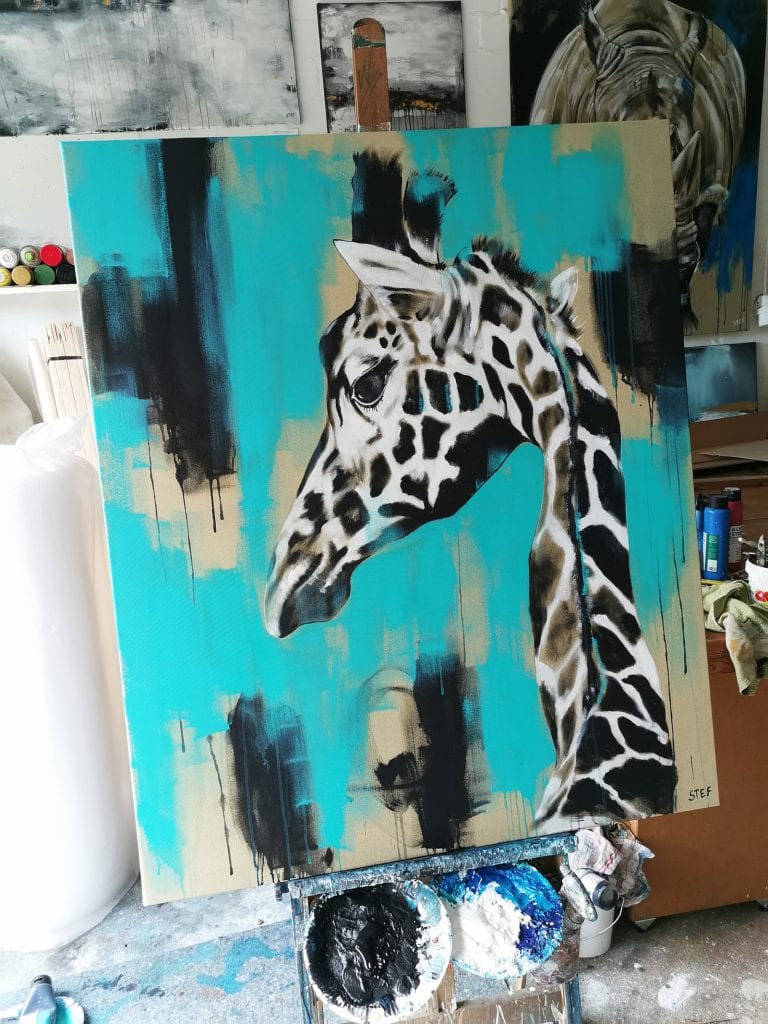 Giraffe, modernes Gemälde, Kunst