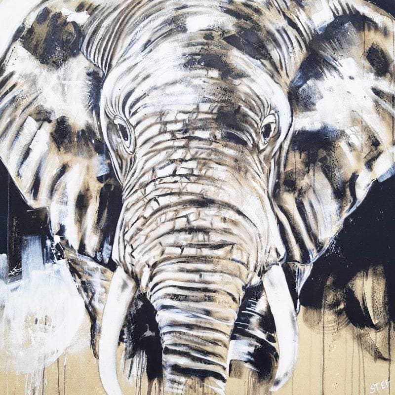 Elefanten Bild Schwarz Weiß Kunstdruck
