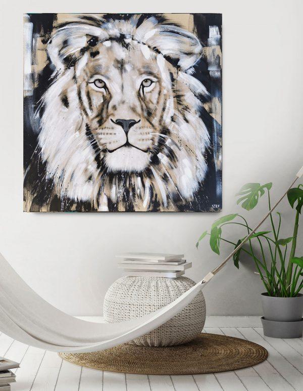 Leinwandbild Löwe schwarz/weiß