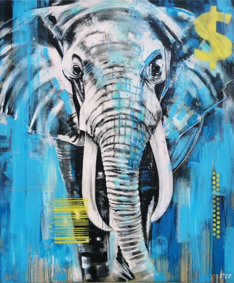 Kunst Elefant. großes expressives Gemälde