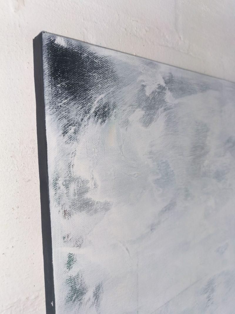Abstraktes Acrylbild Schwarz Weiß Detail