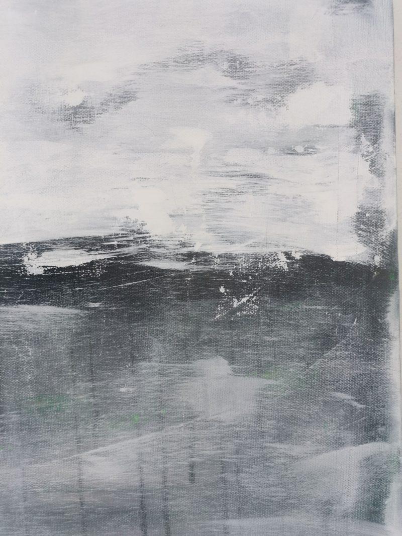 Abstraktes Acrylbild Schwarz Weiß Detail