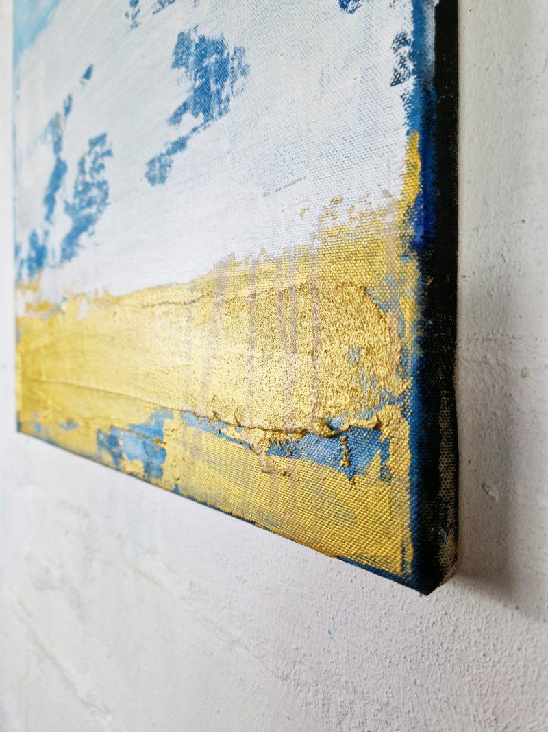 abstrakt mit Gold und Blau Wandbild