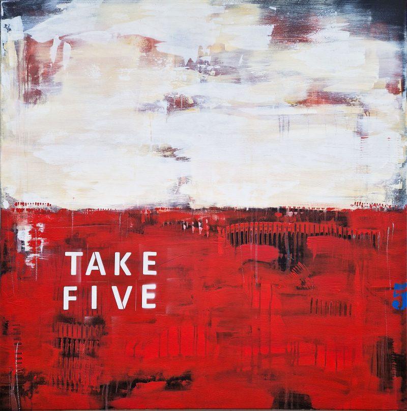 abstraktes Gemälde mit Rot, Take Five