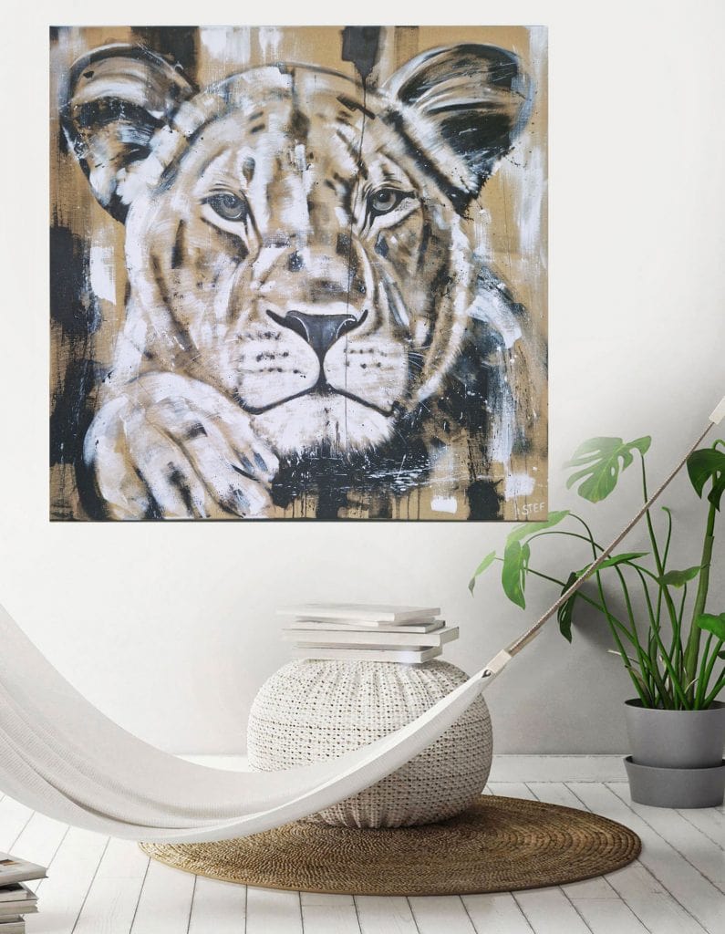 Kunst Löwin - Original modernes Gemälde
