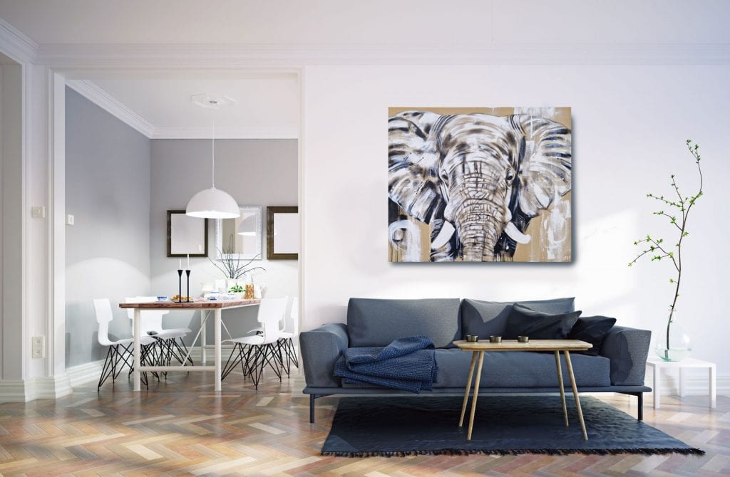 Elefanten Bild Leinwand XL Unikat