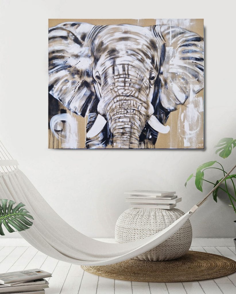 Elefanten Bild Leinwand XL Unikat