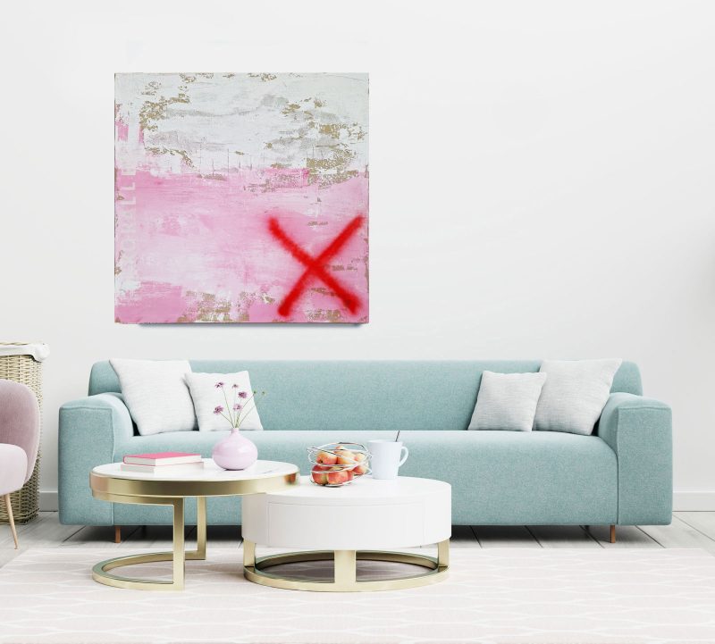 Gemälde über Sofa - KORALLE -Bild abstrakt rosa, Strukturbild Unikat von Stefanie Rogge