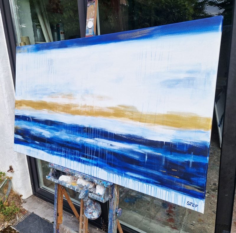 Abstraktes Bild auf Leinwand Salzwasser #14 von Künstlerin Stefanie Rogge