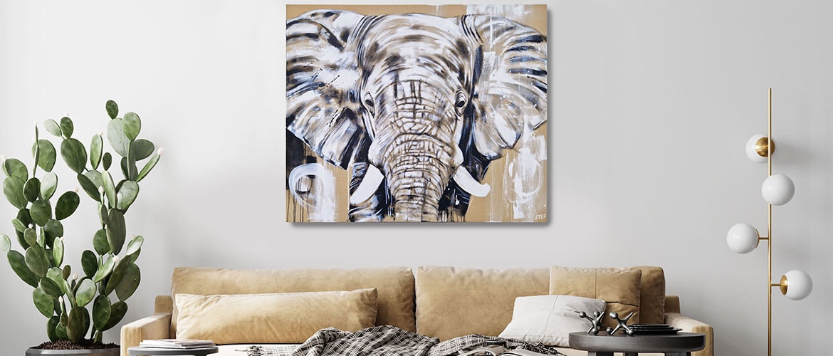 Modernes Tierportrait Elefant