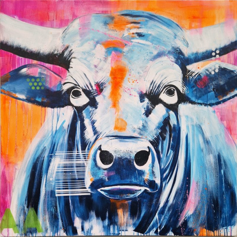 Bild Stier bunt, Gemälde kaufen, Kunst von Stefanie Rogge