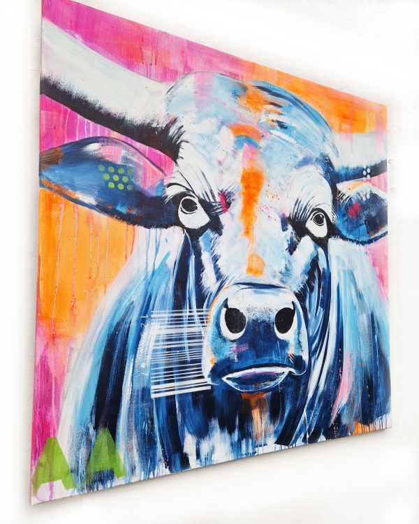Bild Stier bunt, Gemälde kaufen, Kunst von Stefanie Rogge