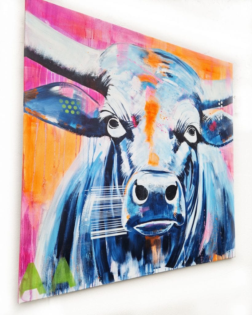 Bild Stier bunt, Gemälde kaufen, Kunst von Stefanie Rogge