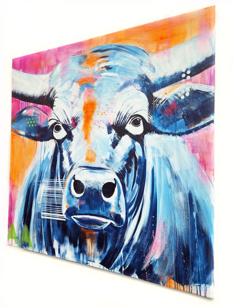 Bild Stier bunt, Gemälde kaufen, Kunst von Stefanie Rogge