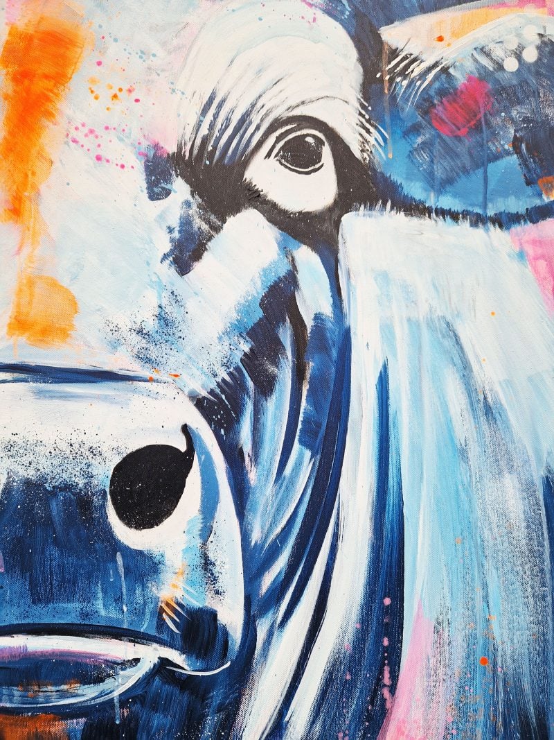Bild Stier bunt, Detail Malerei