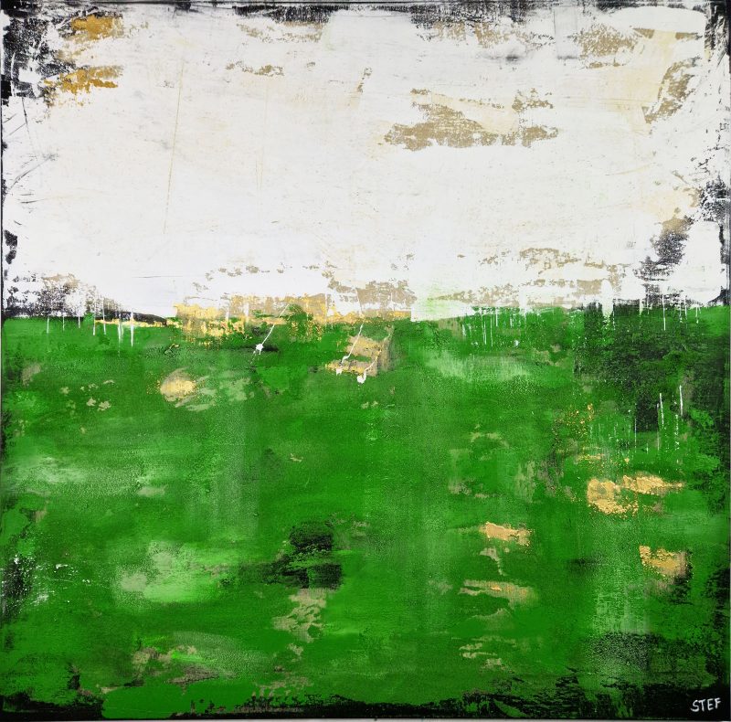 Gemälde grün mit gold abstrakt - Strukturbild, Waldspaziergang #2