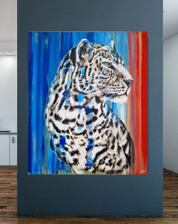 Gemälde Leopard #5 im Raum, von Künstlerin Stefanie Rogge